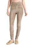 Splendid Womens Faux Suede Stretch Leggings In Camel