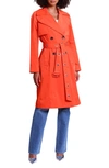 Avec Les Filles Belted Water Resistant Trench Coat In Poppy