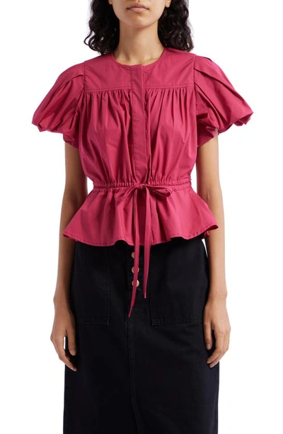 Ulla Johnson Mila Puff Sleeve Poplin Top In Rosebud