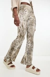 Asos Design Plisse Flare Pants In Mixed Animal Print-multi In Cream Multi