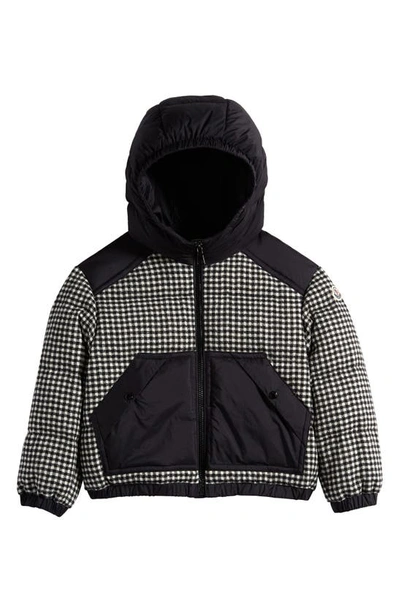 Moncler Kids' Inga Hooded Down Jacket In Black/ White