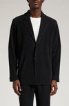 Issey Miyake Pleated Single-breasted Button Blazer In Black