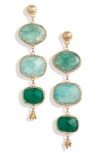 Gas Bijoux Linear Drop Earrings In Green Mix