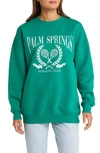 Bp. Oversize Graphic Crewneck Sweatshirt In Green Jade