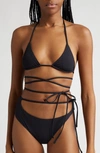 K.NGSLEY K.NGSLEY NAOMI HALTER CROSSOVER TIE WAIST BIKINI TOP