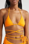 K.NGSLEY K.NGSLEY NAOMI HALTER CROSSOVER TIE WAIST BIKINI TOP