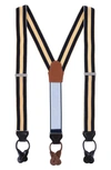 Trafalgar Balint Stripe Grosgrain Suspenders In Yellow And Navy
