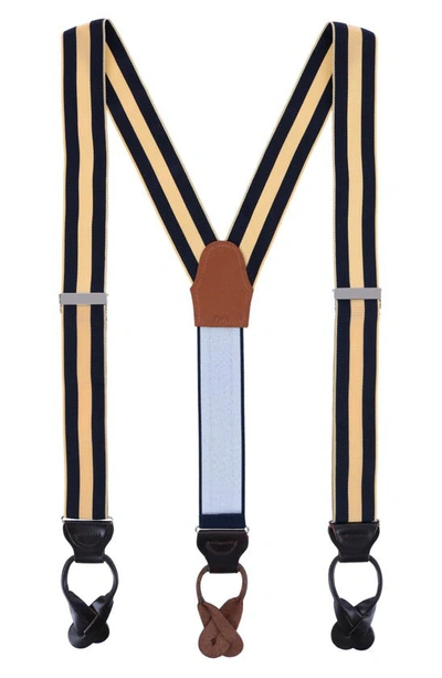 Trafalgar Balint Stripe Grosgrain Suspenders In Yellow And Navy