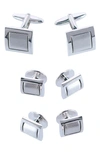 Trafalgar Men's The Plaza Square Cufflink Stud Set In Silver