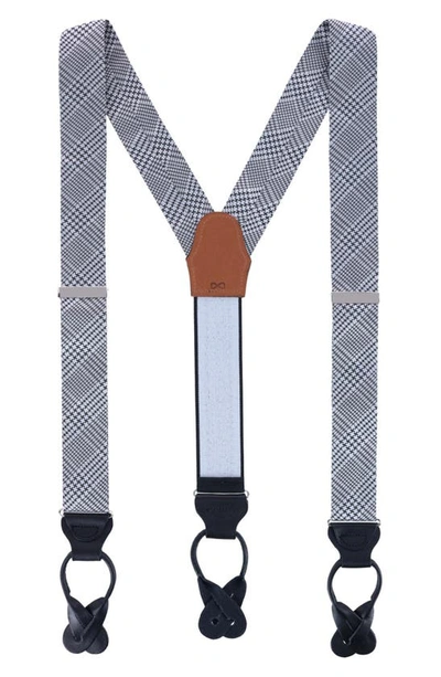 Trafalgar Benji Houndstooth Plaid Silk Suspenders In Black