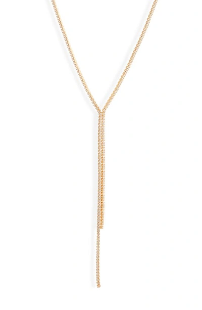 Nordstrom Pavé Cubic Zirconia Y-necklace In Clear- Gold