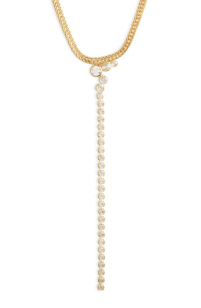 Nordstrom Cubic Zirconia Y-necklace In Clear- Gold