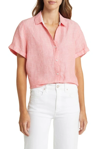 Tommy Bahama Costalina Linen Camp Shirt In Pink
