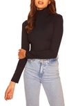 Susana Monaco Turtleneck Long Sleeve Top In Black