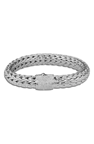 John Hardy Large Classic Chain Pavé Diamond Bracelet In Silver