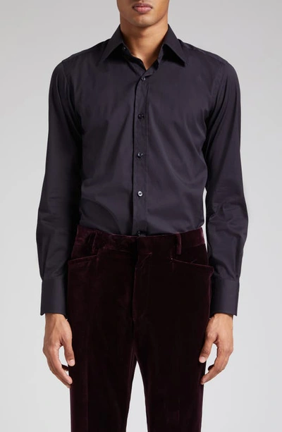 Tom Ford Slim Fit Cotton Poplin Button-up Shirt In Black