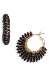 Gas Bijoux Izzia Beaded Hoop Earrings In Black