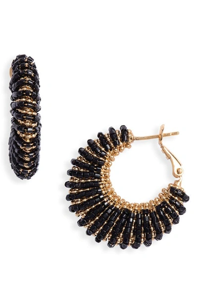 Gas Bijoux Izzia Beaded Hoop Earrings In Black