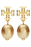 Tory Burch Kira Genuine Pearl Drop Earrings In Gold