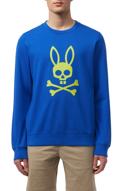 Psycho Bunny Posen Puff Logo Cotton French Terry Graphic Sweatshirt In Surf The Web