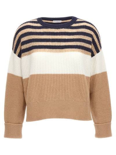 Brunello Cucinelli Sequin Striped Sweater Sweater, Cardigans Multicolor