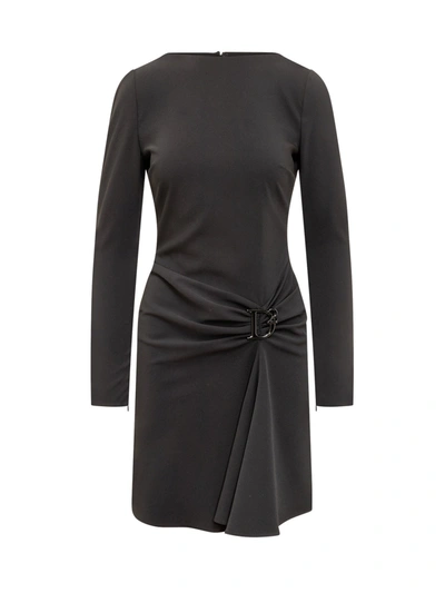 Dsquared2 Logo-plaque Draped Dress In Black