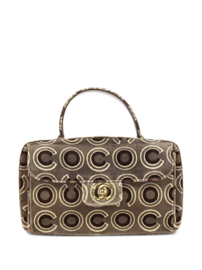 Pre-owned Chanel 2002 Coco Flap Top Handle Bag In Grey