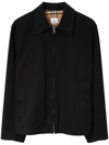 Burberry Collared Rain-resistant Harrington Jacket Cuffs In Black