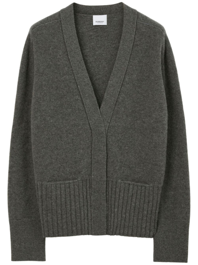 Burberry Knitted V-neck Cardigan In Grey