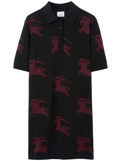 Burberry Equestrian Knight-motif Polo Shirtdress In Black