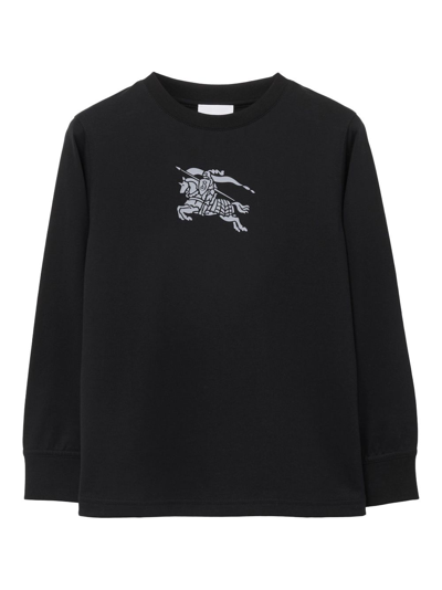Burberry Kids' Ekd-motif Cotton T-shirt In Black