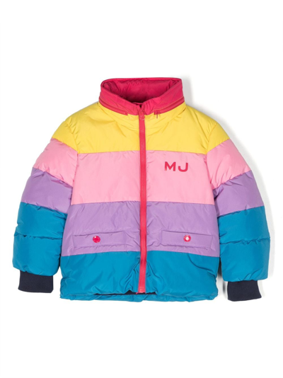 Marc Jacobs Kids' Striped Nylon Puffer Jacket In Multicolor