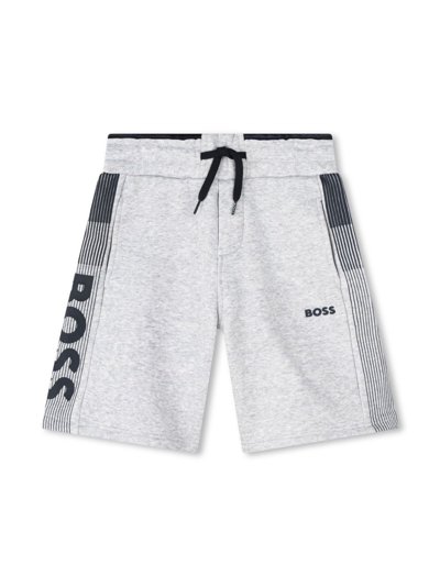 Bosswear Kids' Logo-print Cotton Track Shorts In Grey