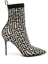 Balmain 100mm Knitted-upper Pointed-toe Boots In Nero