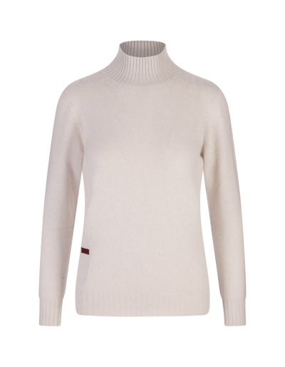 Agnona Cashmere English Ribbed Turtleneck Sweater In Bianco