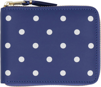 Comme Des Garçons Wallet Polka Dot Printed Zip In Blue