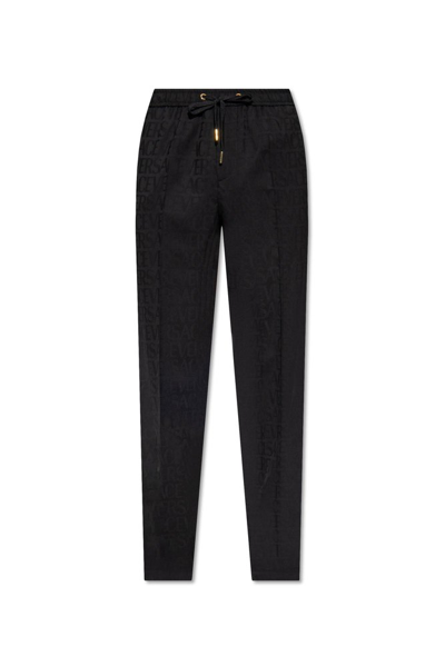 Versace Drawstring Pleated Trousers In Black