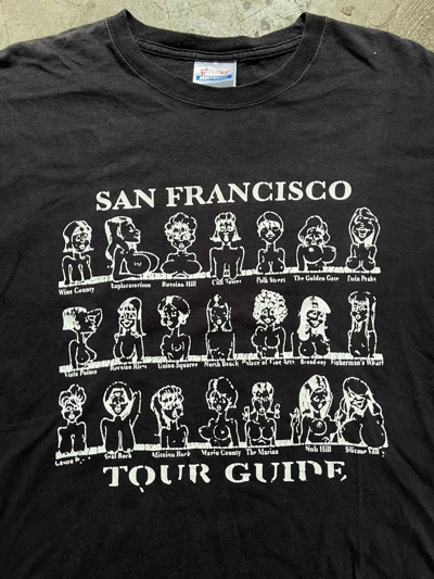 Pre-owned Humor X Vintage Vtg 90's Dirty Humor Type Of Boobs Tour Guide Tshirt In Black