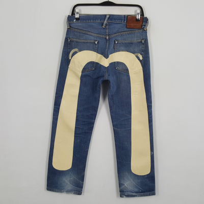 Pre-owned Evisu X Vintage Evisu Streetwear Custom Logo Style Jeans In Blue Jean