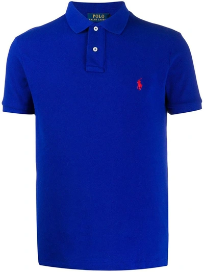 Ralph Lauren Logo Embroidered Polo Shirt In Blue