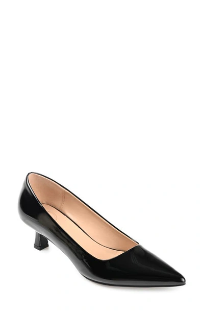 Journee Collection Celica Pointed Toe Pump In Patent/ Black