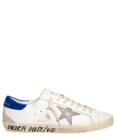 Golden Goose Super-star Distressed Leather Sneakers In White