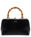 Jil Sander Leather Goji Square-frame Top-handle Bag In Black
