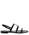 Saint Laurent Cassandra Calfskin Ysl Slingback Sandals In Black