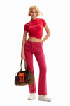 Desigual Plain Flare Jeans In Red