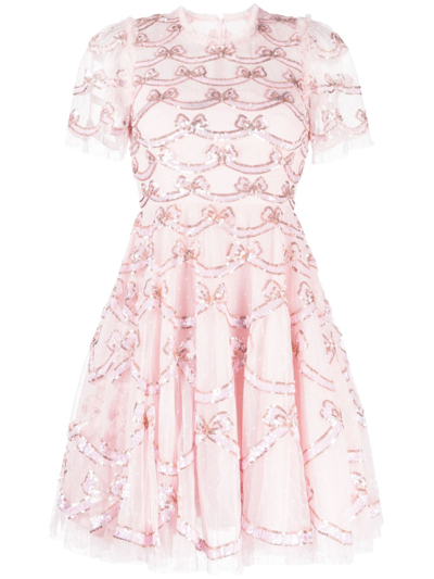 Needle & Thread Sequin-motif Tulle Mini Dress In Pink