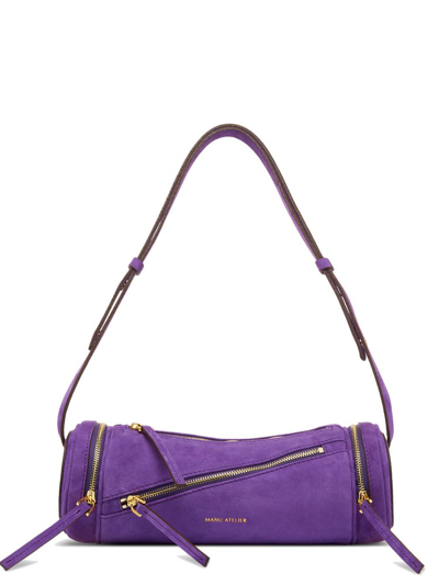 Manu Atelier Cylinder Zipped Shoulder Bags In Purple