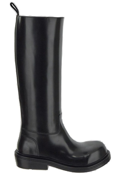 Bottega Veneta Leather Tall Fireman Boots In 1000 Black