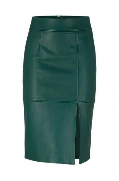 Hugo Boss Slim-fit Pencil Skirt In Grained Leather