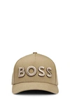 Hugo Boss Cotton-twill Five-panel Cap With Embroidered Logo In Brown